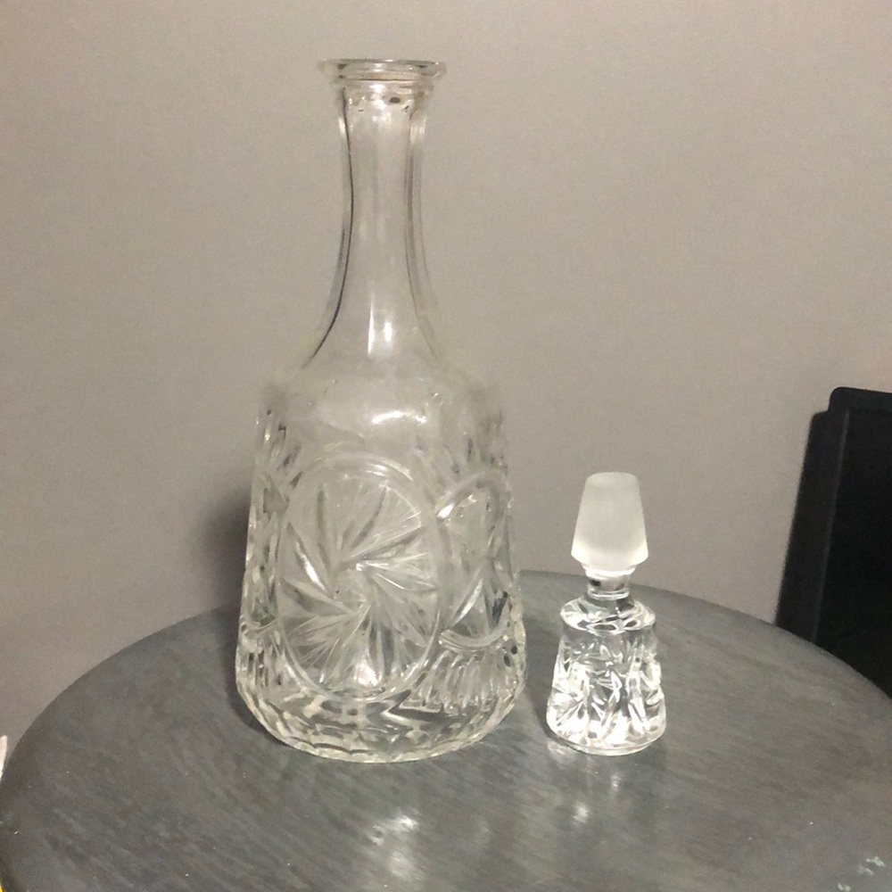Vintage crystal decanter with lid